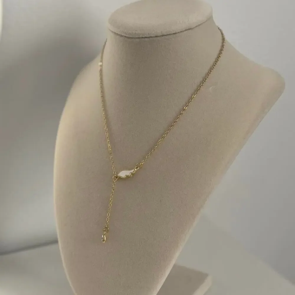 Gold Angel Wing Necklace Stainless Steel Elegant Minimal Pendant Jewelry Gift - Picture 3 of 3